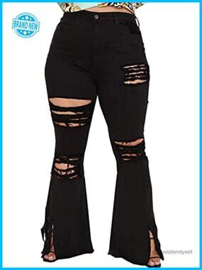Plus Size High Waisted Bell Bottom Jeans Flared Denim Pants